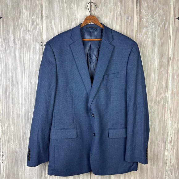 Ralph Lauren Blazer Mens Blue Textured Two Button Sport Coat Jacket Black Label